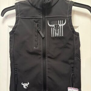 Cowboy Hardware Boys 6/S Black Vest with skull & Flag Design NEW